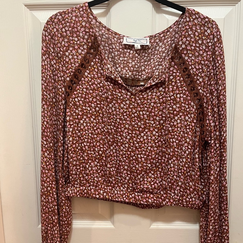Ditsy floral boho style long sleeve top by hippie rose